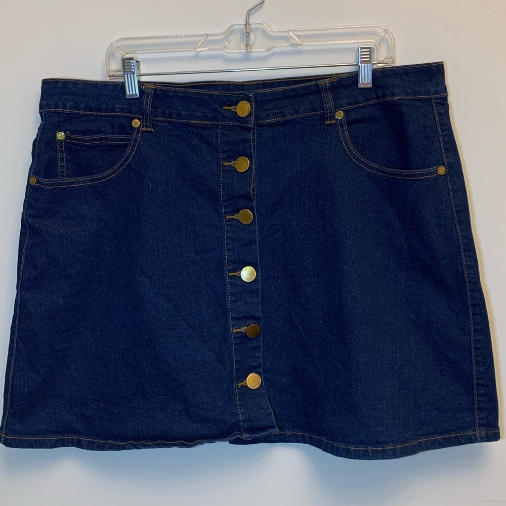 City Chic Denim Button Front Skirt M/18